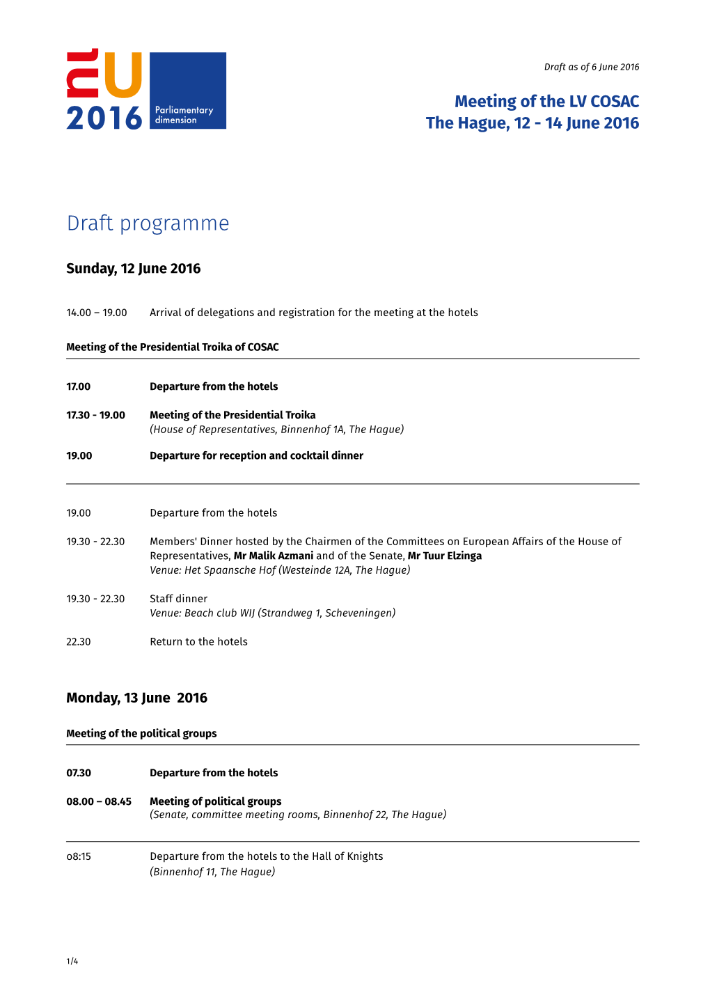 Draft Programme