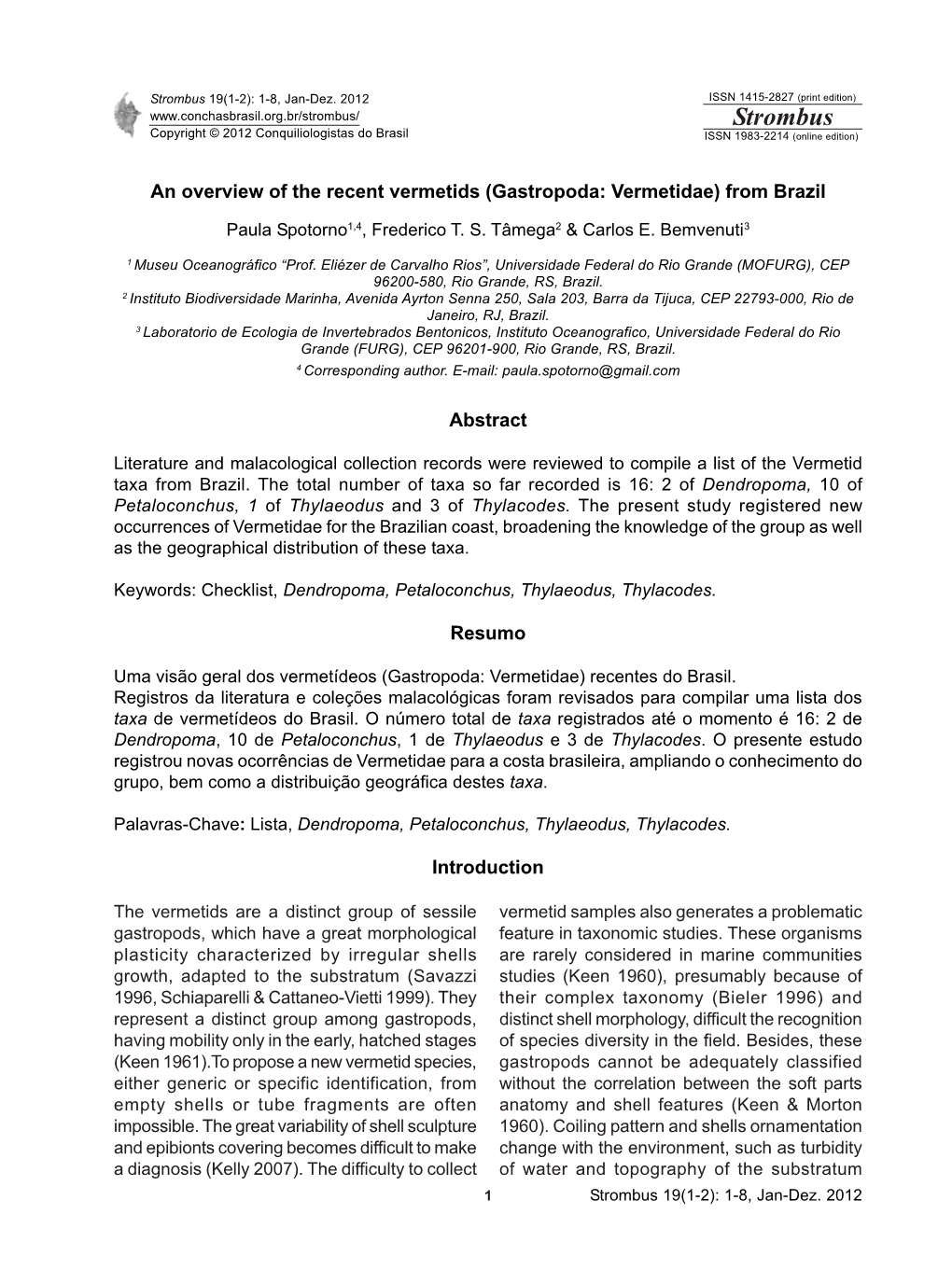 Strombus 19(1-2): 1-8, Jan-Dez