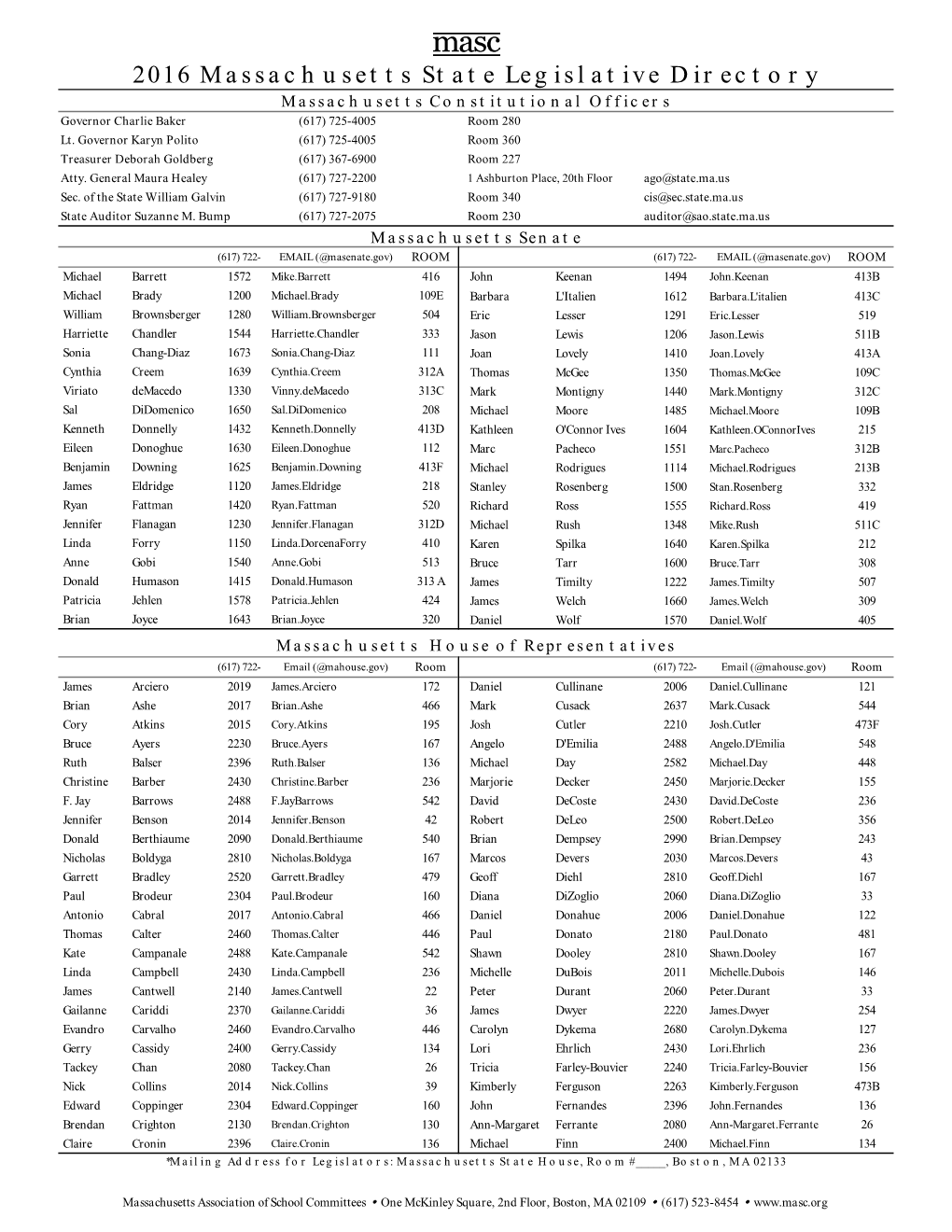 2016 Legislative Directory