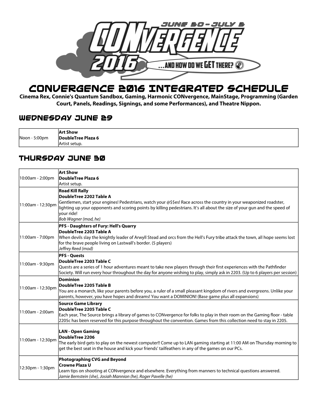 Convergence 2016 Integrated Schedule