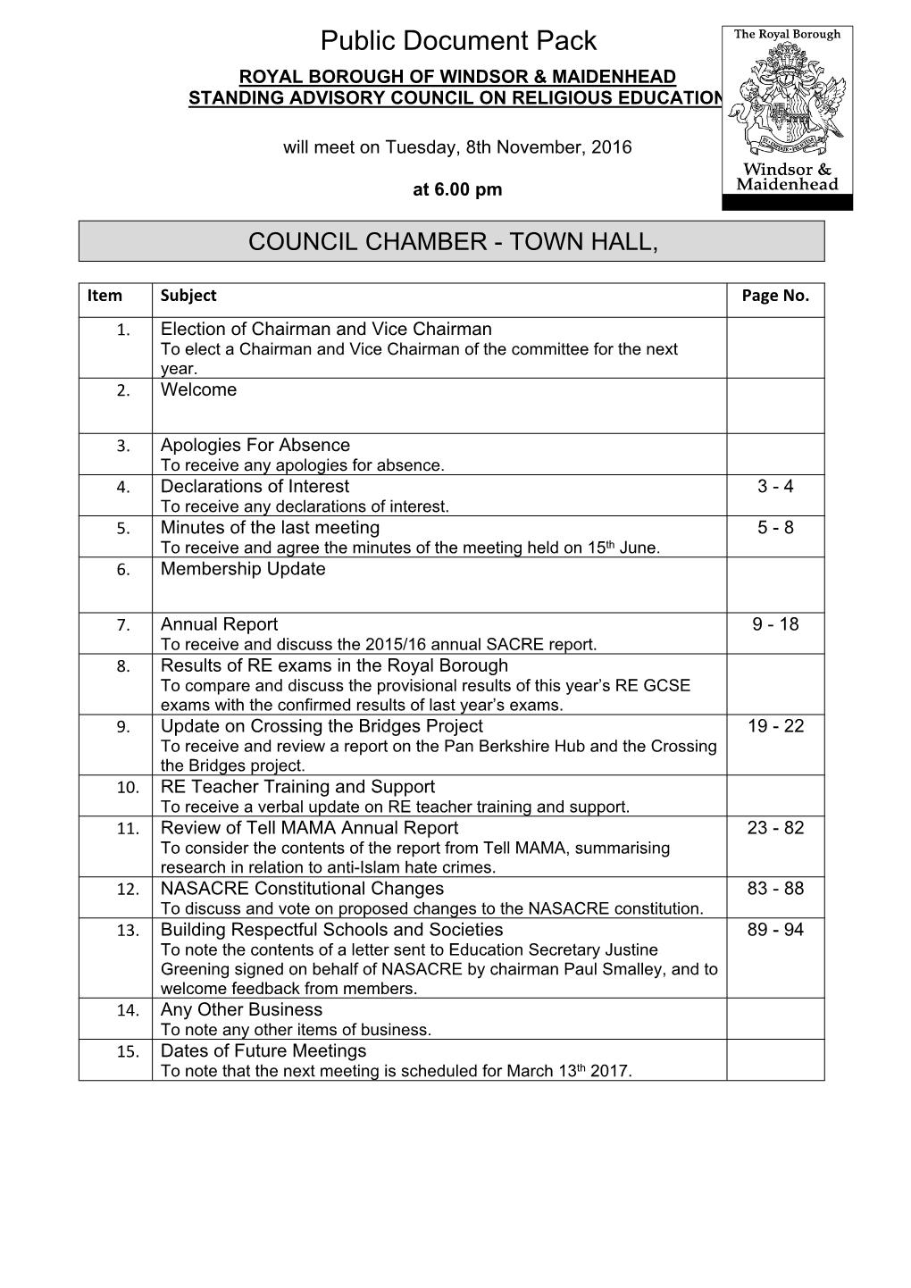 (Public Pack)Agenda Document for Standing Advisory Council On