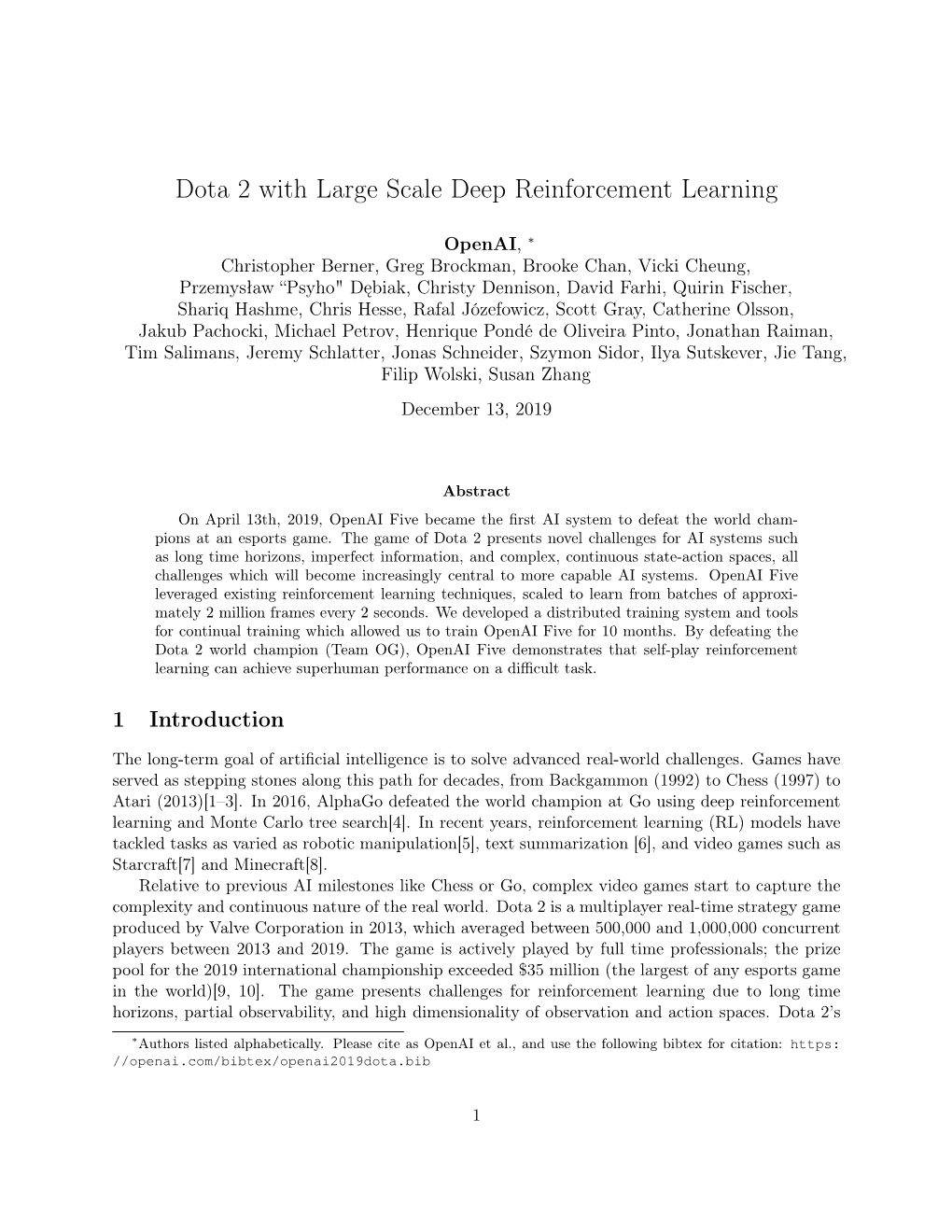 Dota 2 with Large Scale Deep Reinforcement Learning