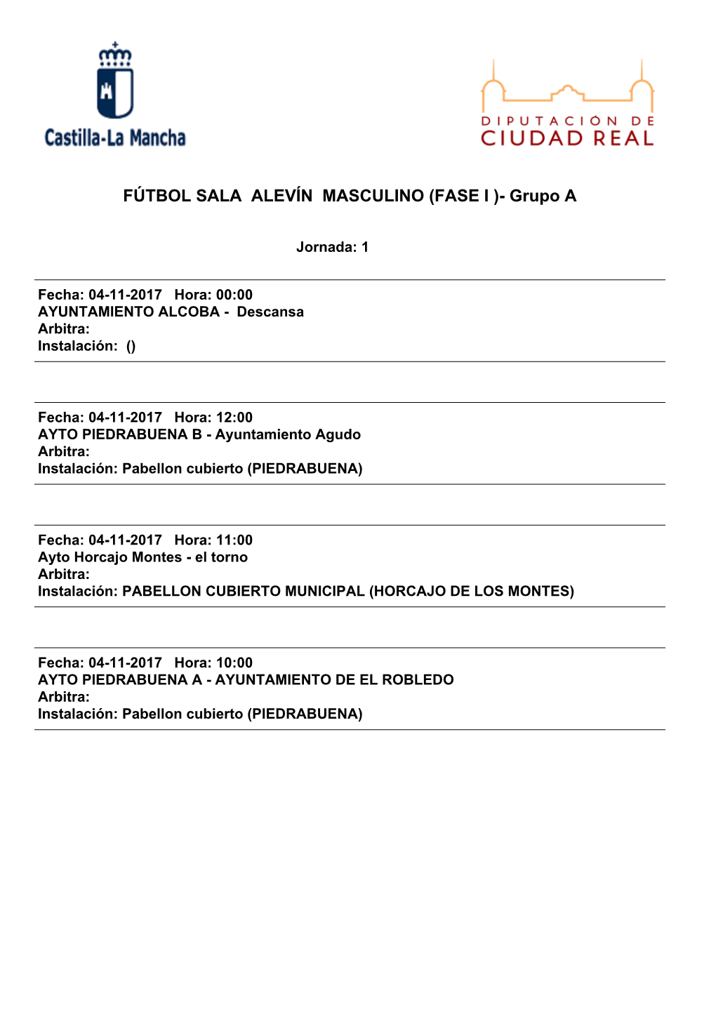 FÚTBOL SALA ALEVÍN MASCULINO (FASE I )- Grupo A