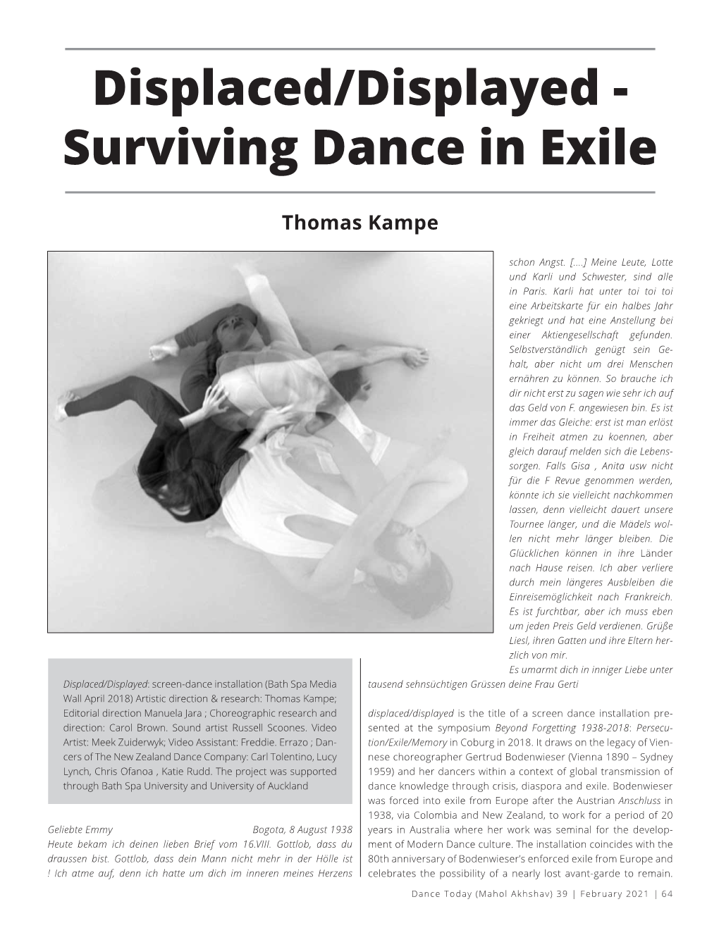 Displaced/Displayed - Surviving Dance in Exile