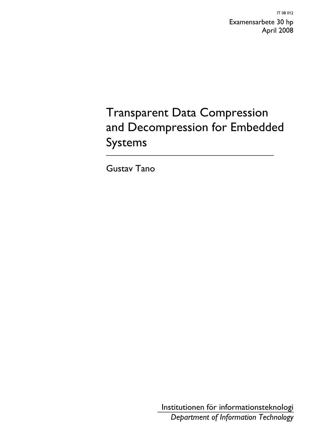 Transparent Data Compression and Decompression for Embedded Systems
