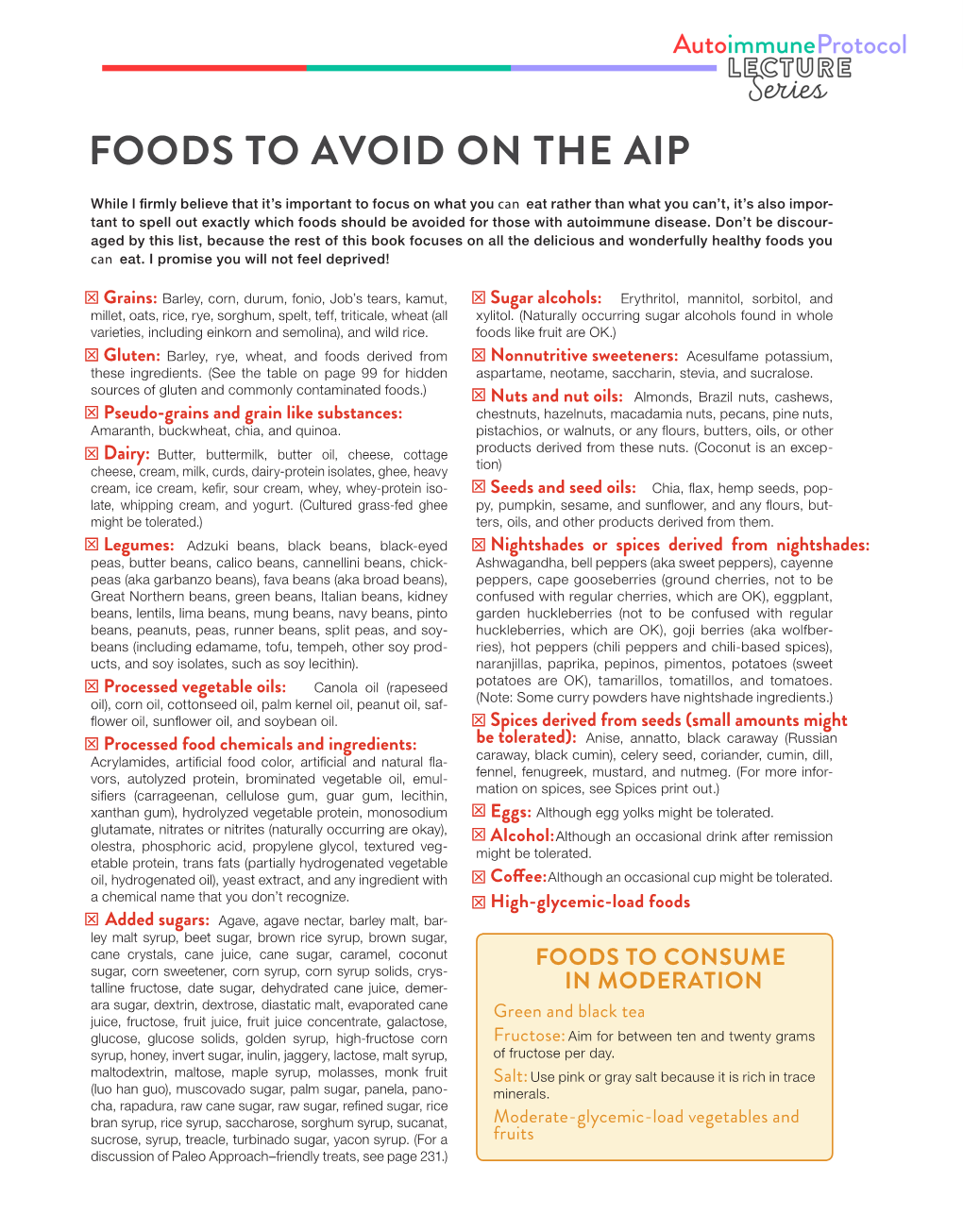 Foods to Avoid on the Aip