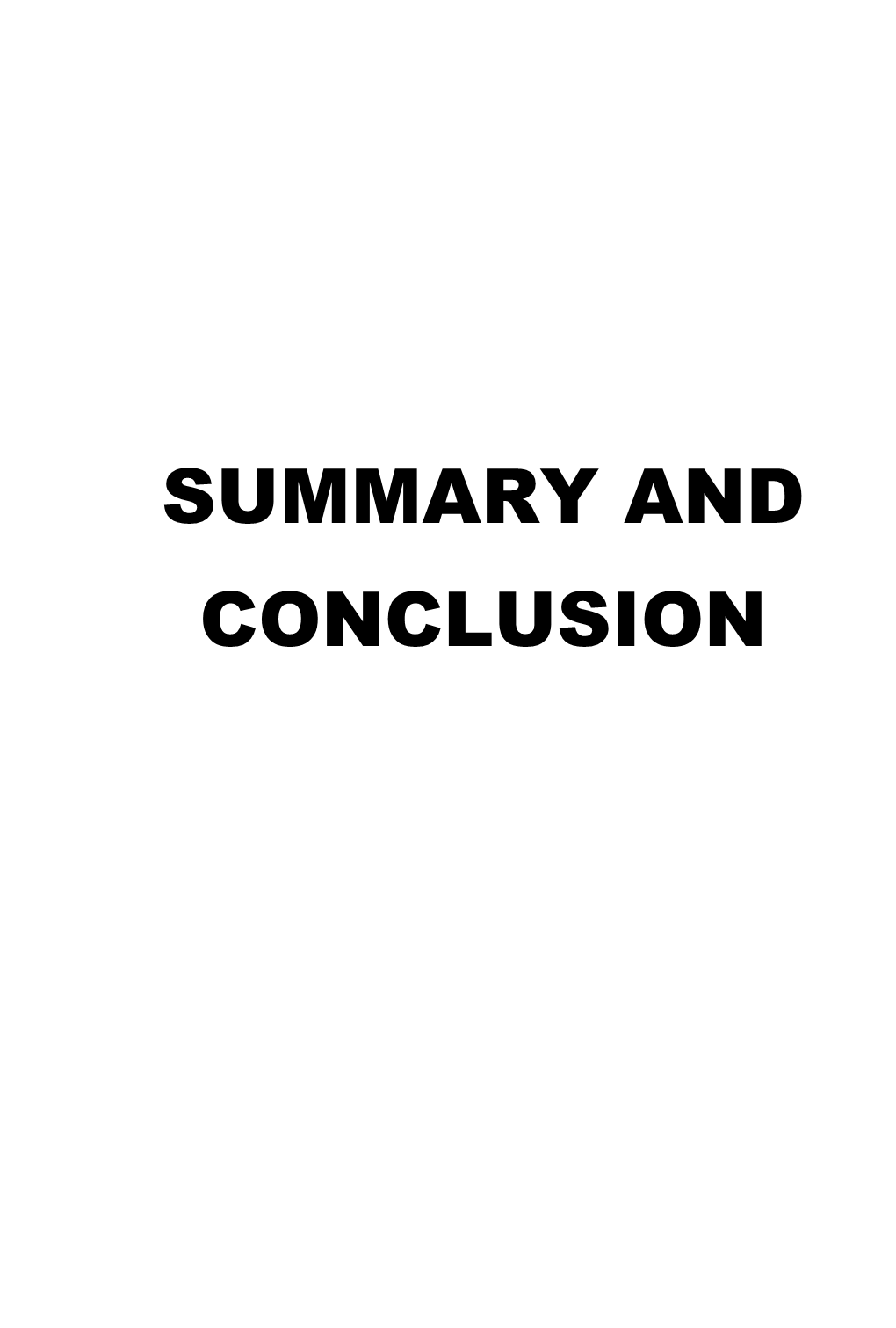 Summary and Conclusion