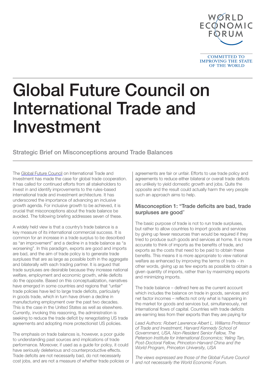 Global Future Council on International Trade and Investment