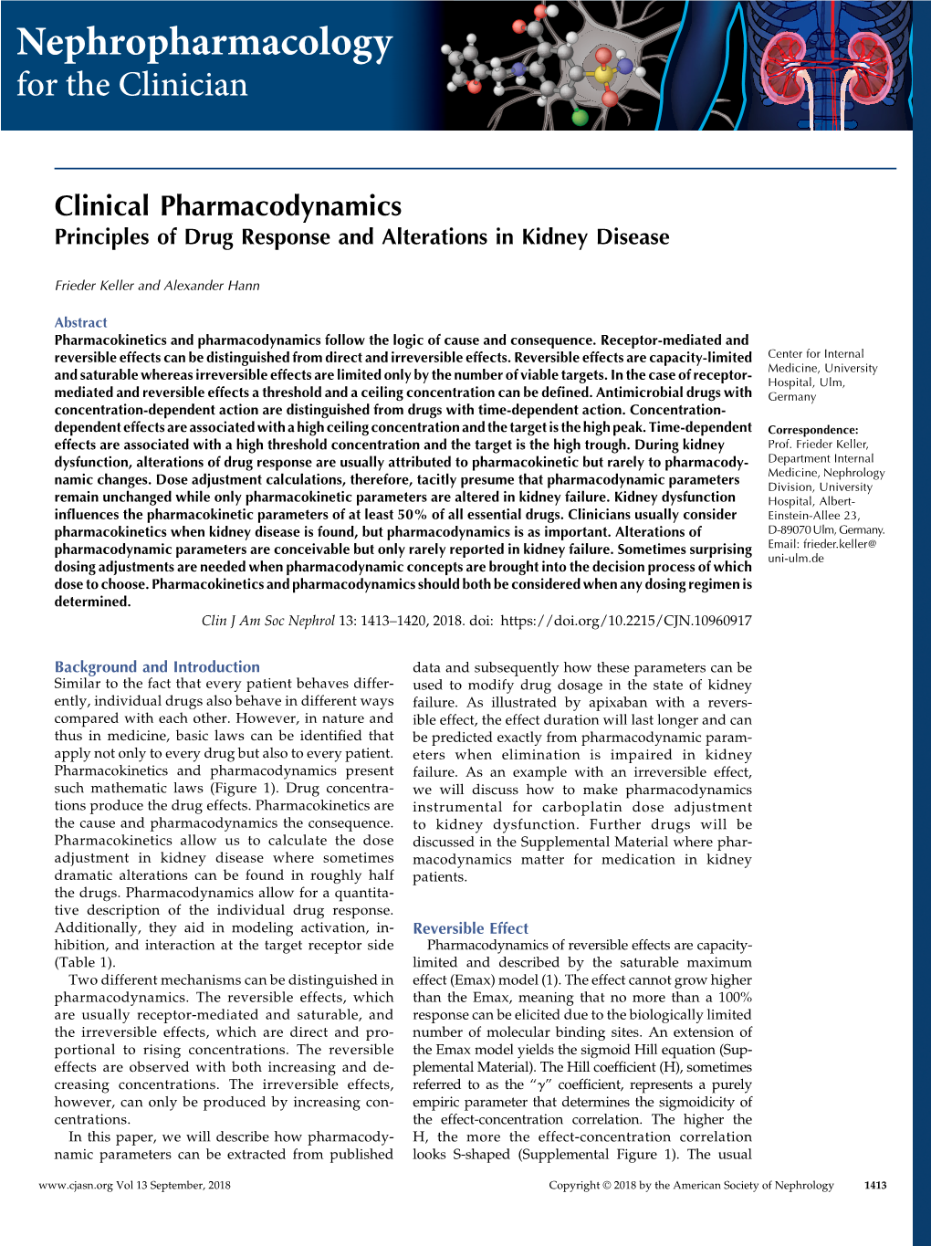 Clinical Pharmacodynamics Principles of Drug Response and Alterations in Kidney Disease