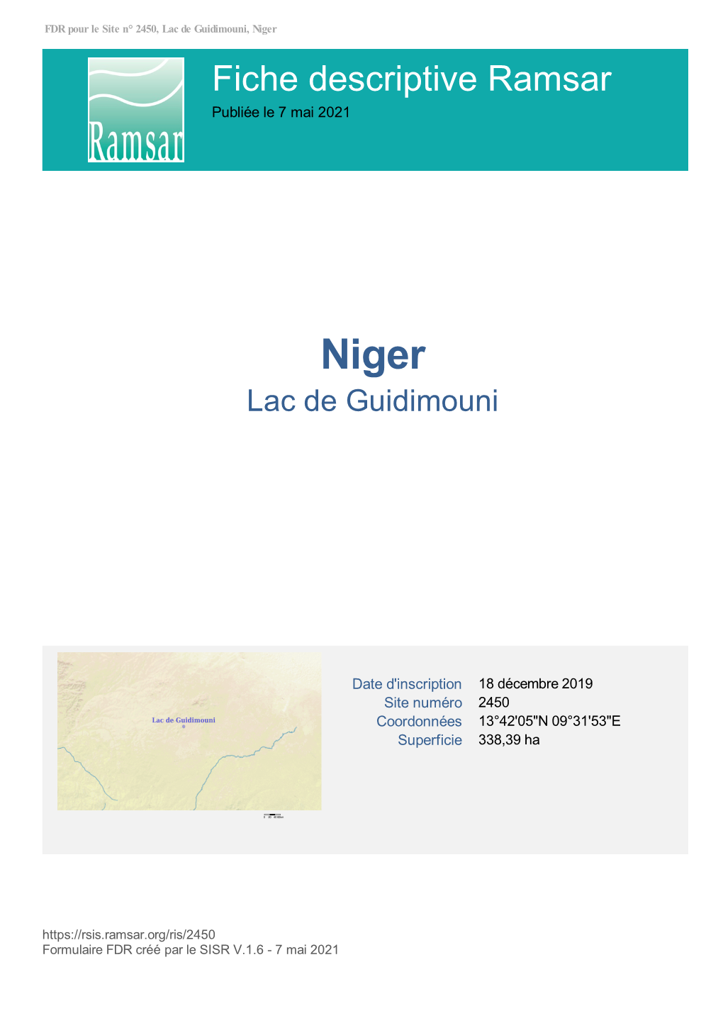 Niger Fiche Descriptive Ramsar Publiée Le 7 Mai 2021