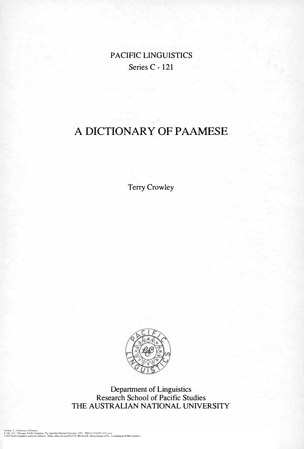 A Dictionary of Paamese