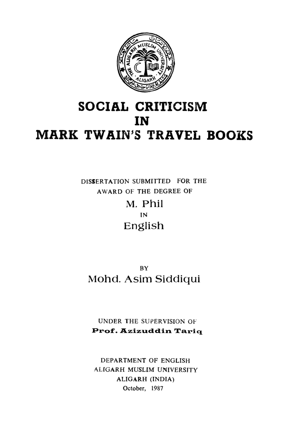 Social Criticism in Mark Twain's Travel Books