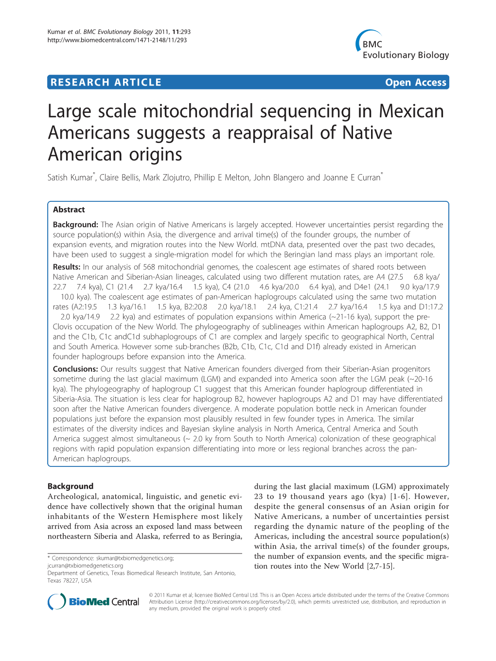Large Scale Mitochondrial Sequencing in Mexican Americans Suggests A