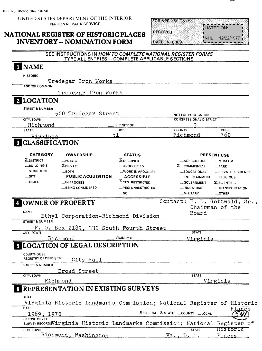 1976 Updated NHL Nomination