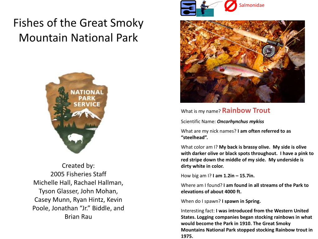 Fishes of the Great Smoky Mountain National Park