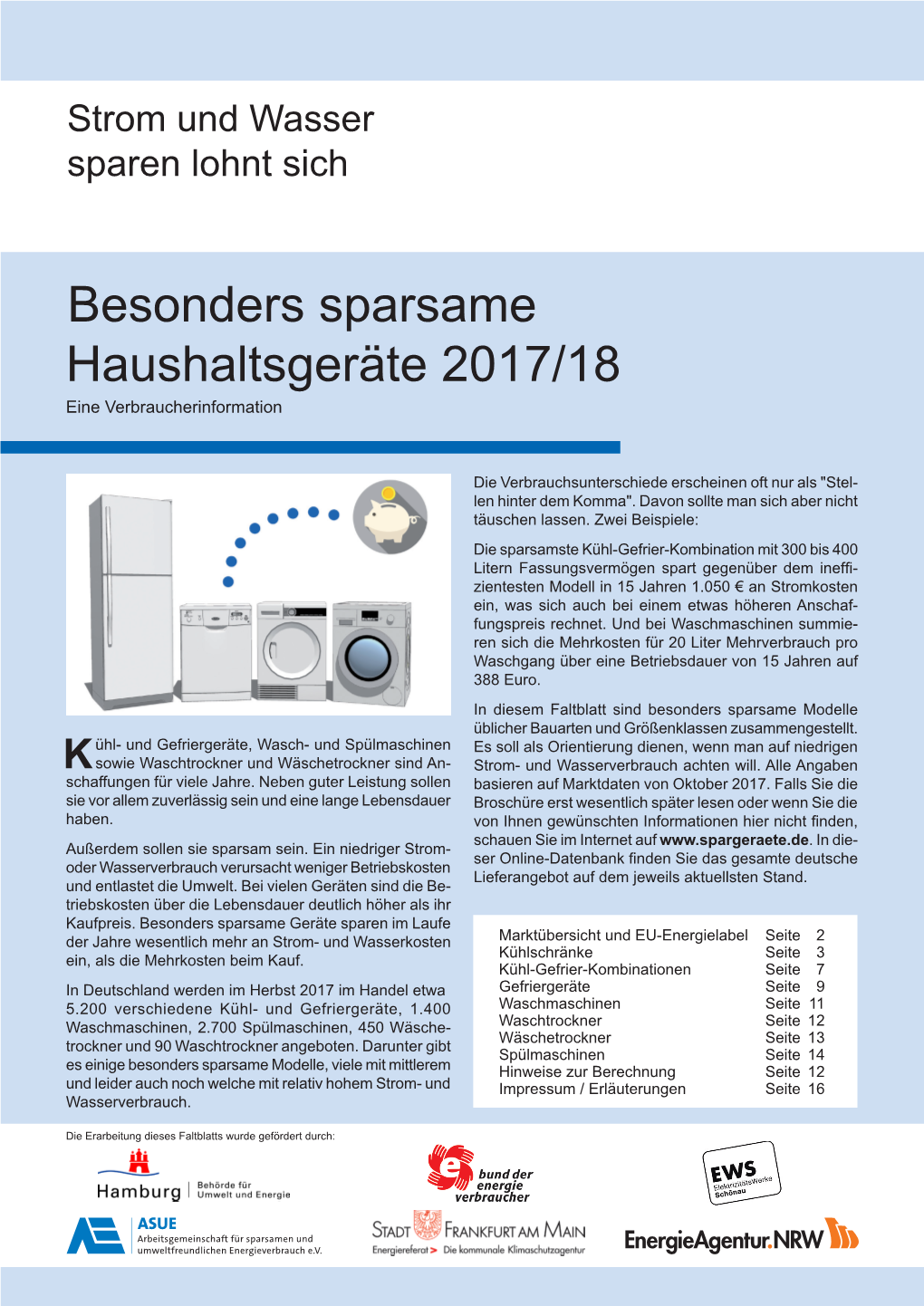 Besonders Sparsame Haushaltsgeräte 2017/18 Eine Verbraucherinformation