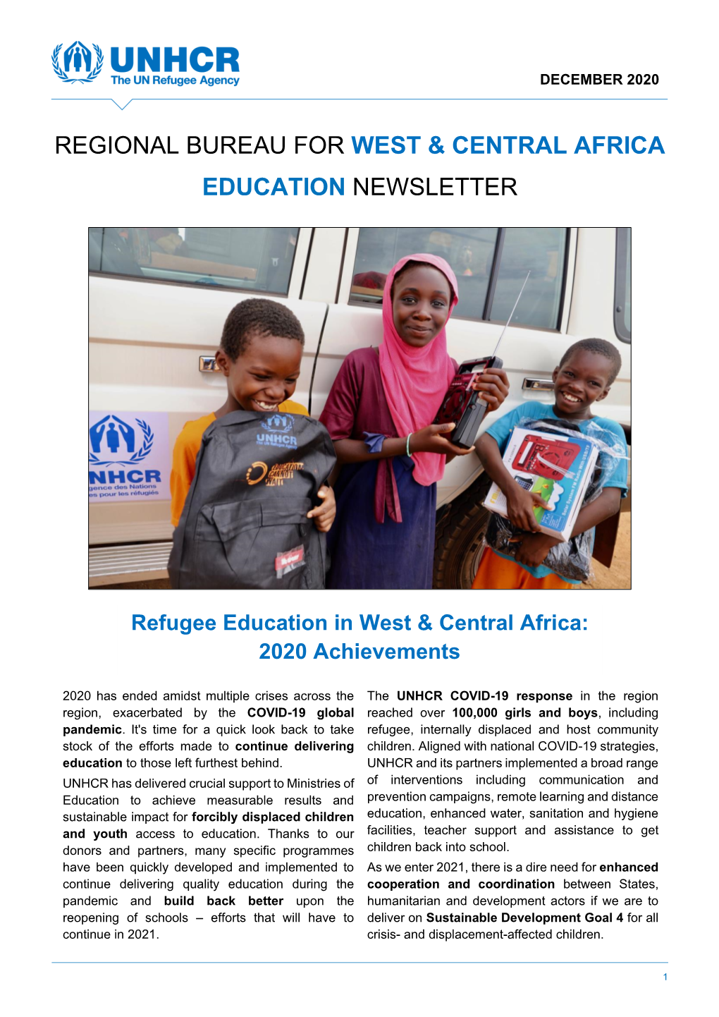 Regional Bureau for West & Central Africa Education Newsletter