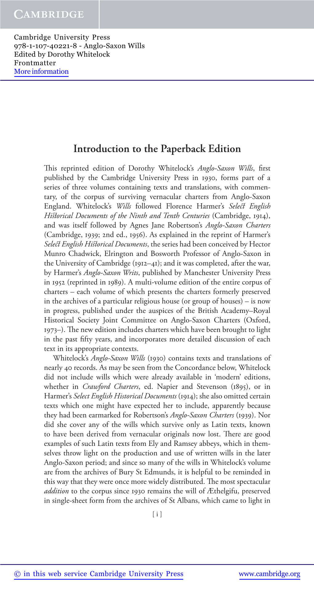 Anglo-Saxon Wills Edited by Dorothy Whitelock Frontmatter More Information