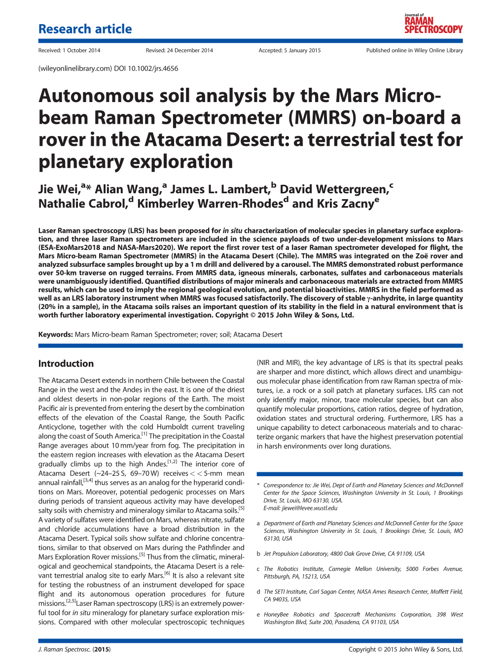 Autonomous Soil Analysis by the Mars Micro-Beam Raman Spectrometer
