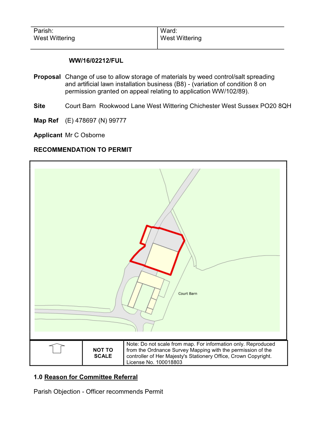 Parish: West Wittering Ward: West Wittering WW/16/02212/FUL