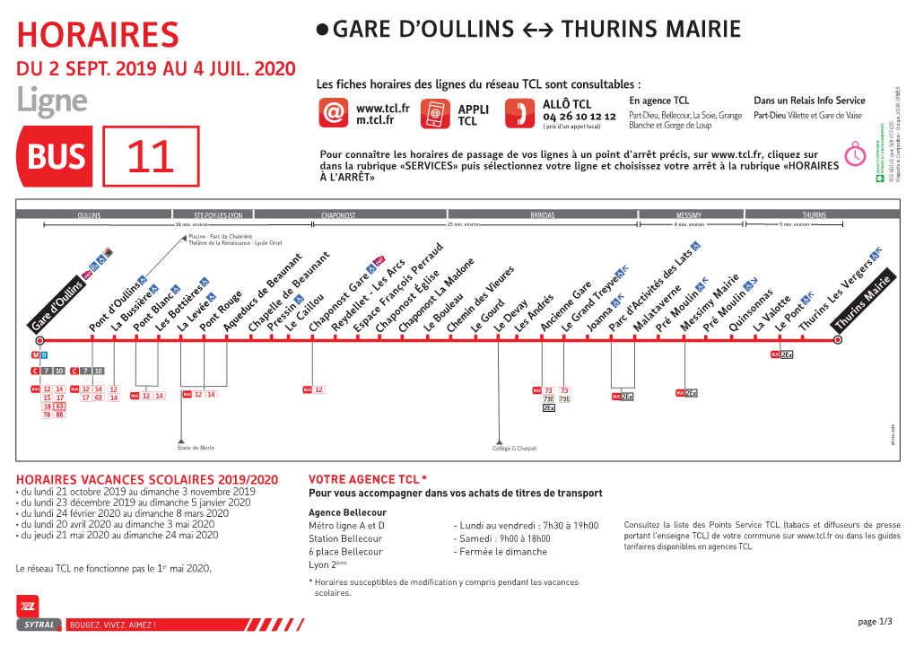 Gare D'oullins ←→ Thurins Mairie Horaires