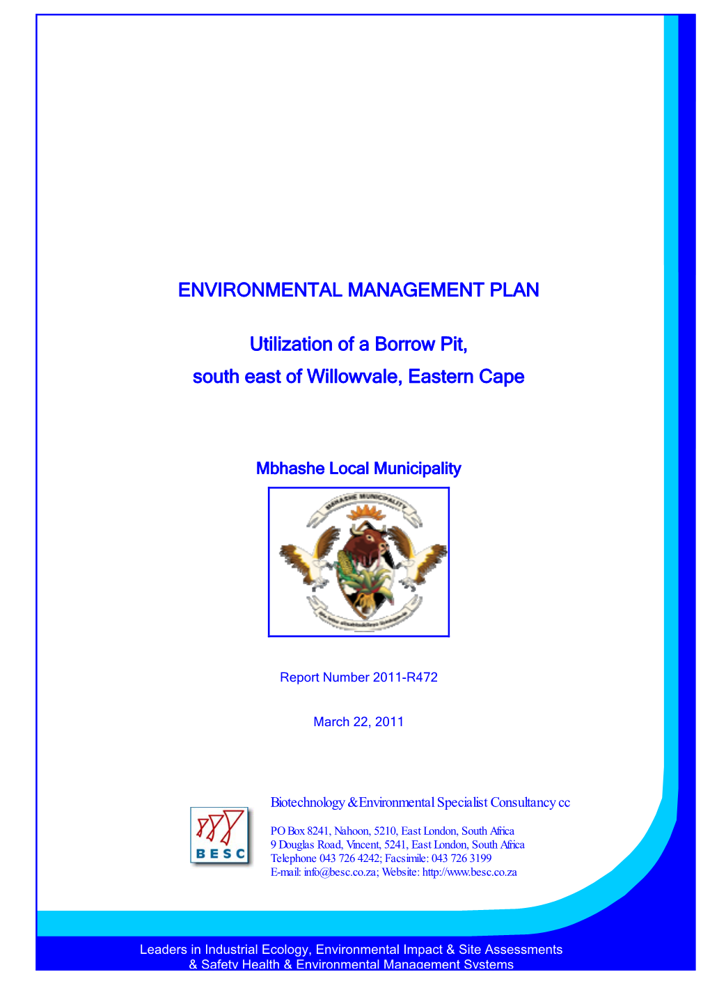 2011-R472 – EMP - Borrow Pit– Willowvale- MLM