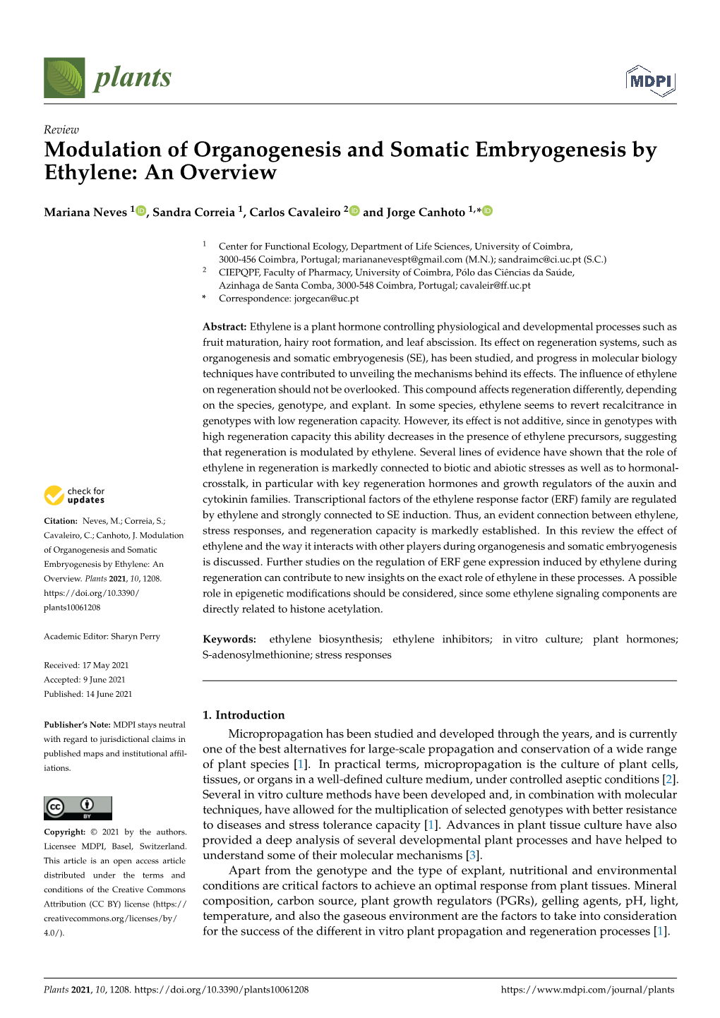 Modulation of Organogenesis and Somatic Embryogenesis by Ethylene: an Overview