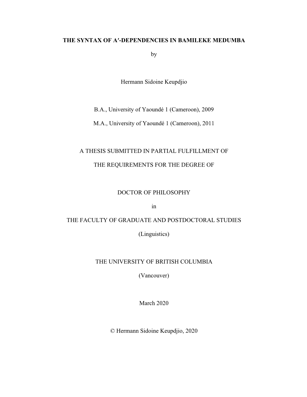 DEPENDENCIES in BAMILEKE MEDUMBA by Hermann Sidoine