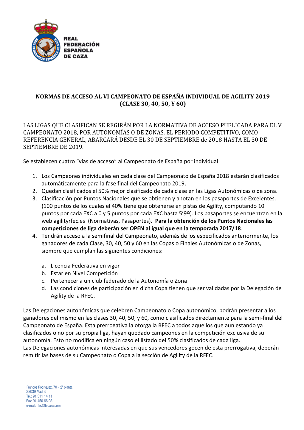 Normas De Clasificación Para El Campeonato De España De Agility 2019