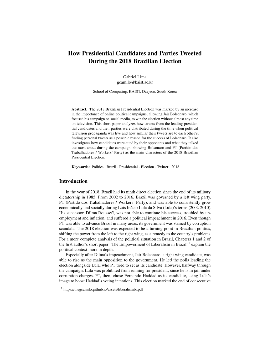 How Presidential Candidates and Parties Tweeted During the 2018 Brazilian Election