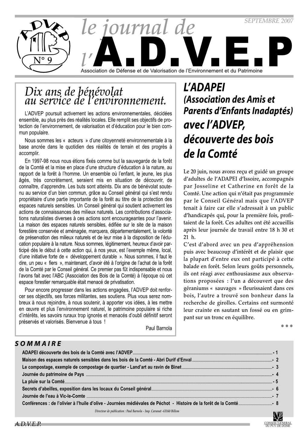 Le Journal De SEPTEMBRE 2007