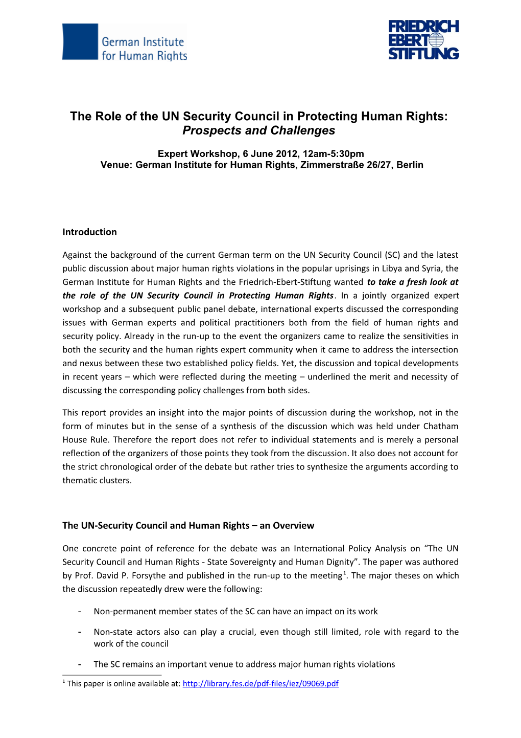 The Role Of The UN Security Council In Protecting Human Rights: