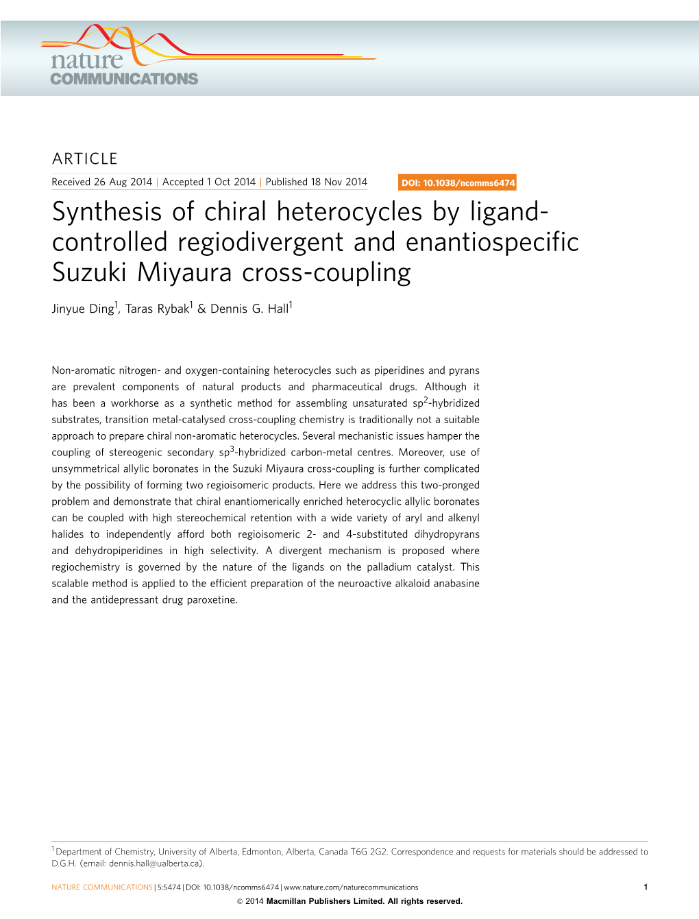 Synthesis of Chiral Heterocycles by Ligand-Controlled Regiodivergent