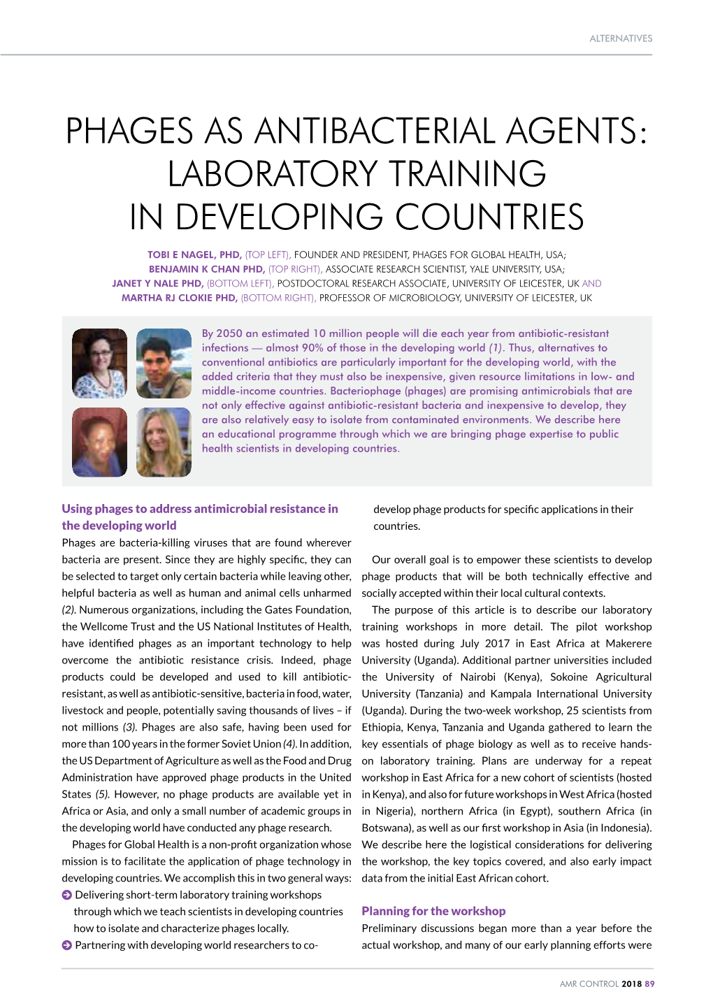 Phages As Antibacterial Agents: Laboratory Training in Developing Countries