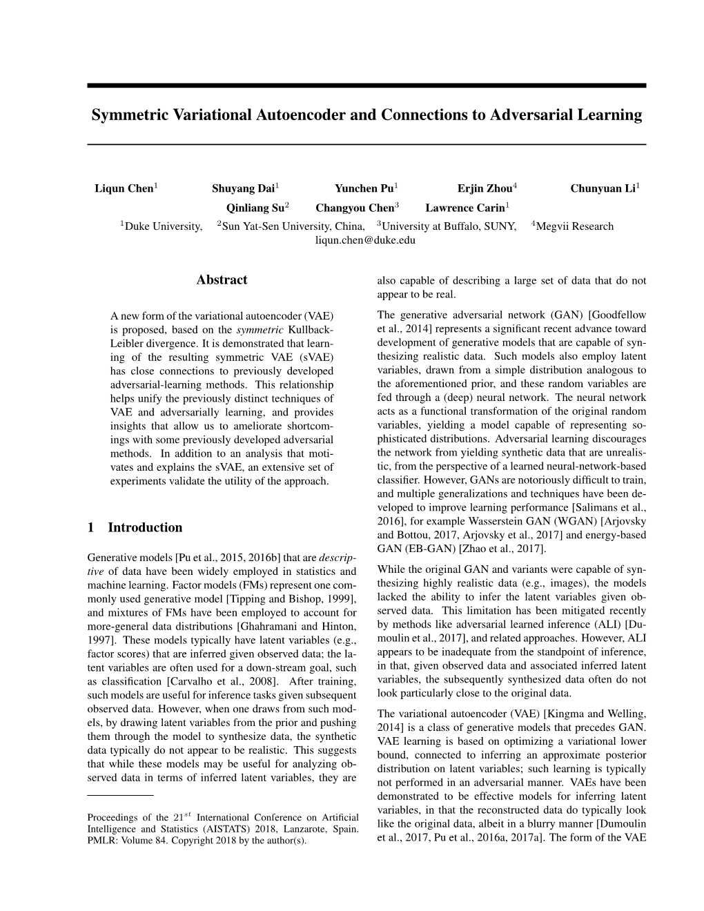 Symmetric Variational Autoencoder and Connections to Adversarial Learning