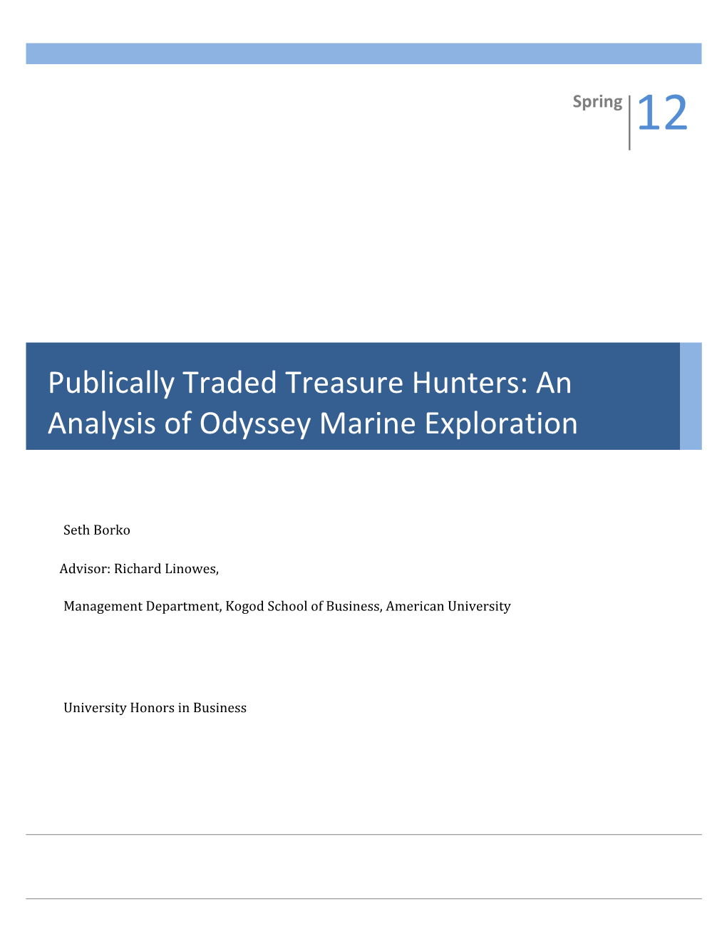 An Analysis of Odyssey Marine Exploration