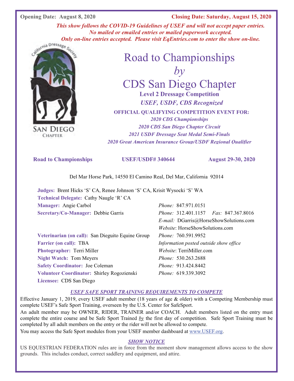 Road to Championships by CDS San Diego Chapter