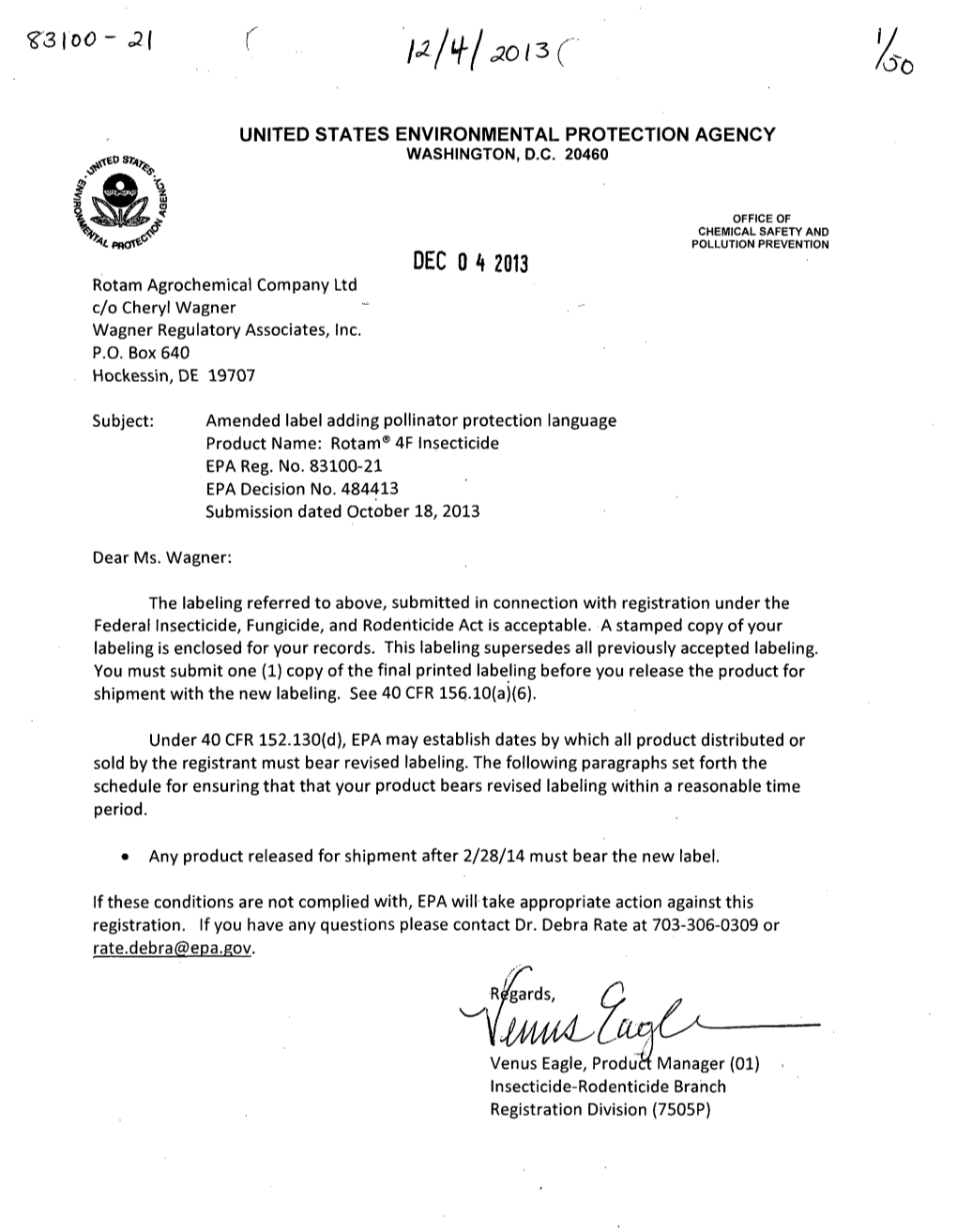 US EPA, Pesticide Product Label, ROTAM 4F INSECTICIDE, 12/04