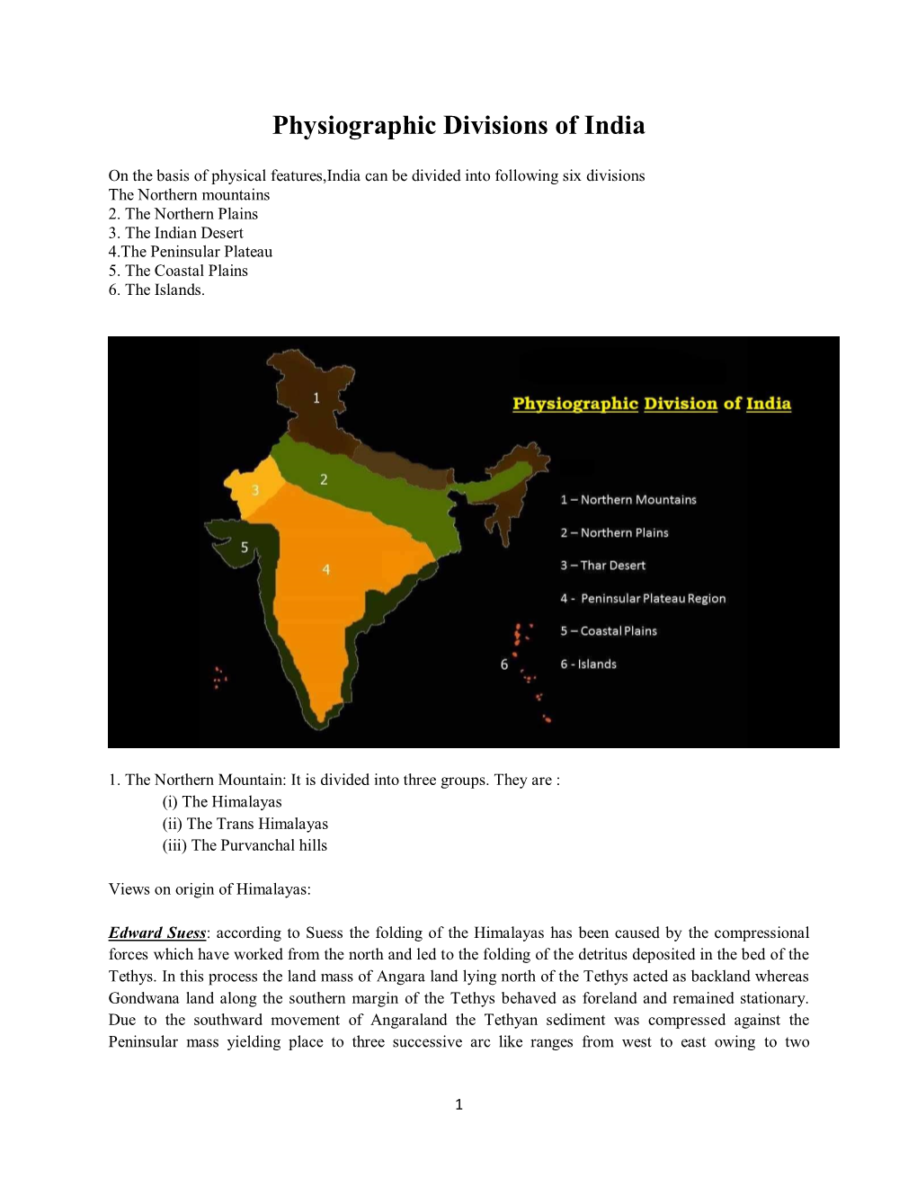 Physiographic Divisions of India