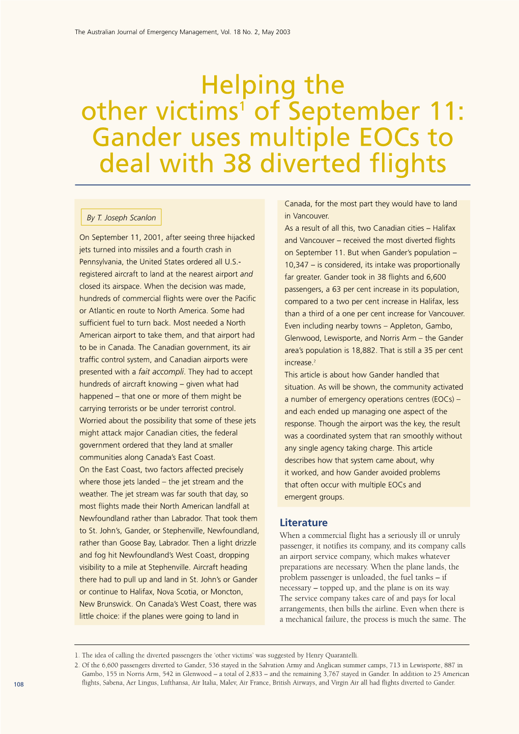 Gander Uses Multiple Eocs to Deal with 38 Diverted Flights