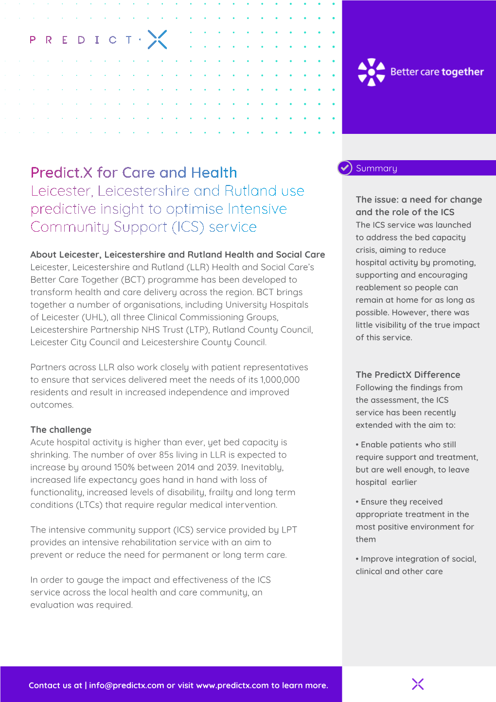Predict.X for Care and Health Leicester, Leicestershire And
