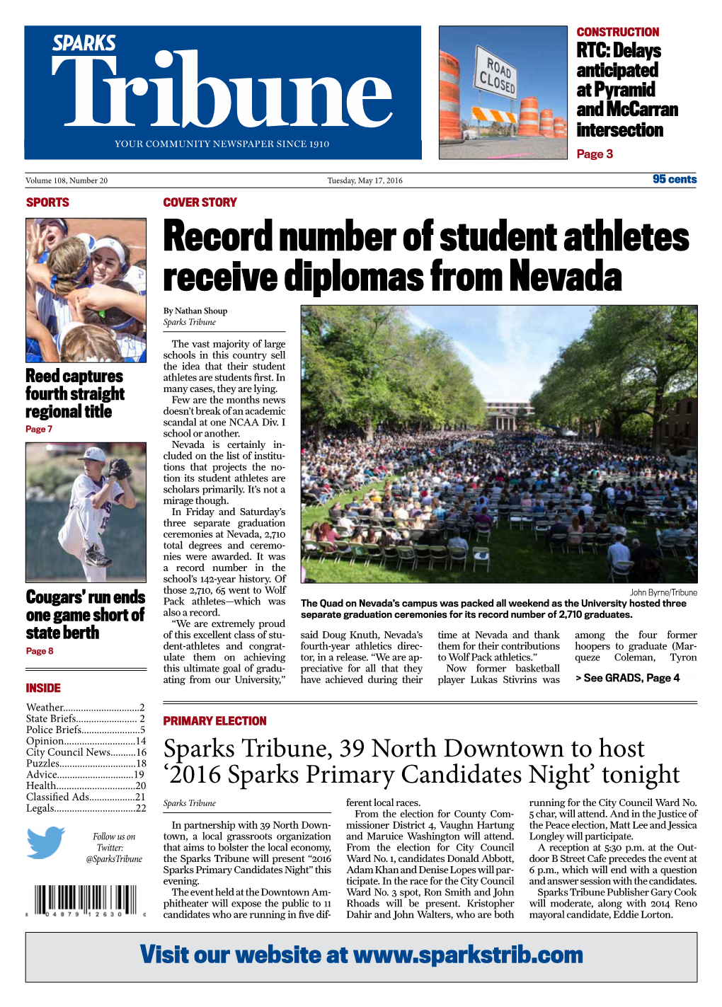 Record Number of Student Athletes Receive Diplomas from Nevada by Nathan Shoup Sparks Tribune