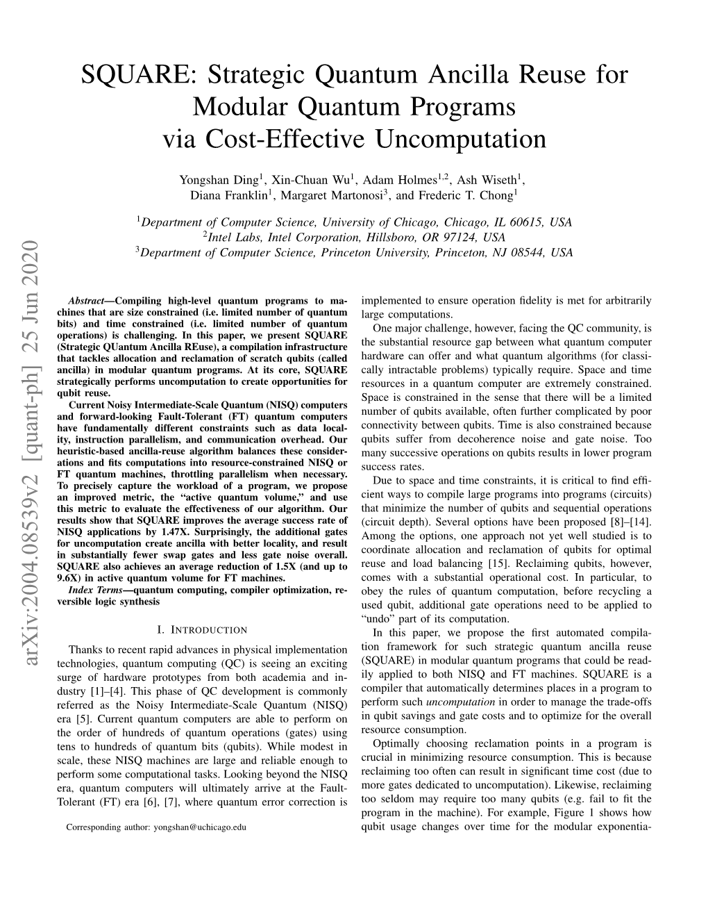 Strategic Quantum Ancilla Reuse for Modular Quantum Programs Via Cost-Effective Uncomputation