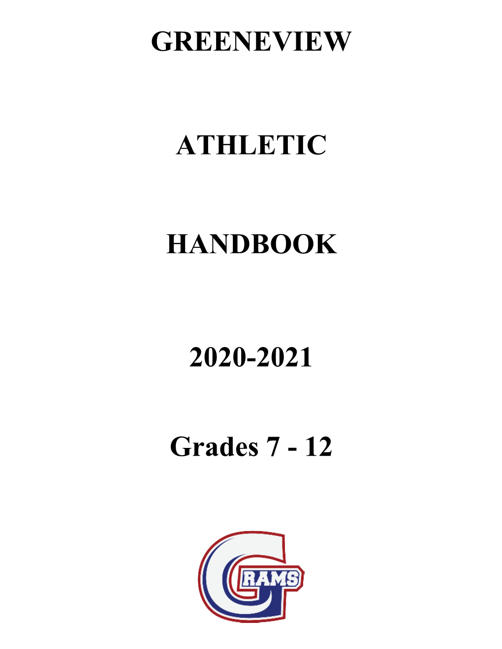 GREENEVIEW ATHLETIC HANDBOOK 2020-2021 Grades 7