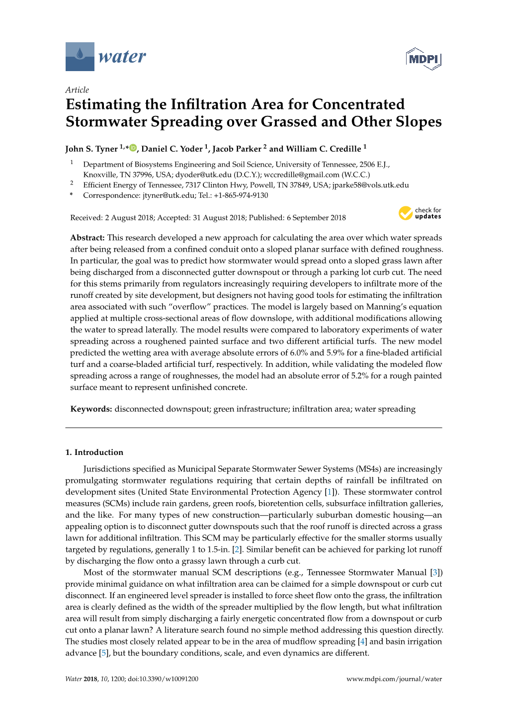 Estimating the Infiltration Area for Concentrated Stormwater