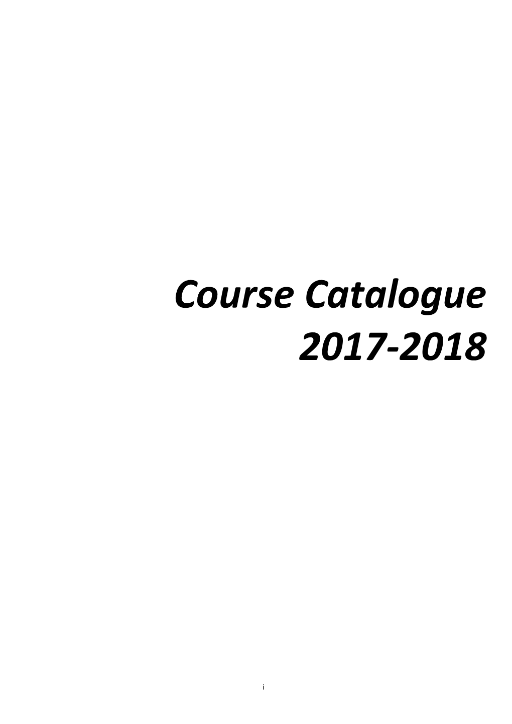 Course Catalogue 2017-2018