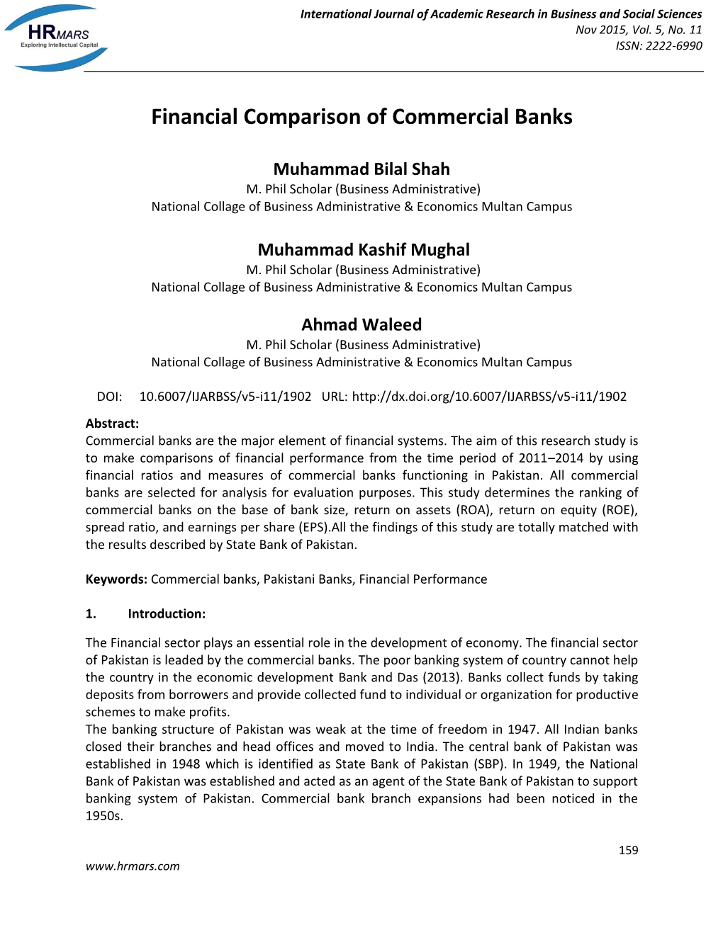 Financial Comparison of Commercial Banks