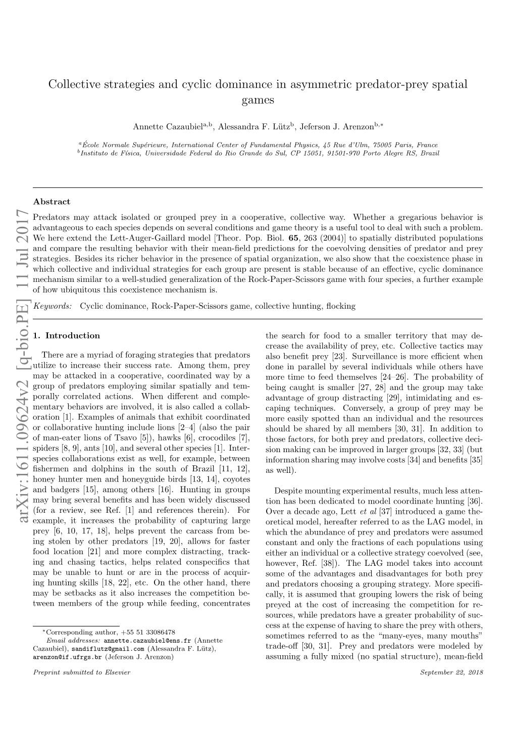 Spatial Organization and Cyclic Dominance in Asymmetric Predator