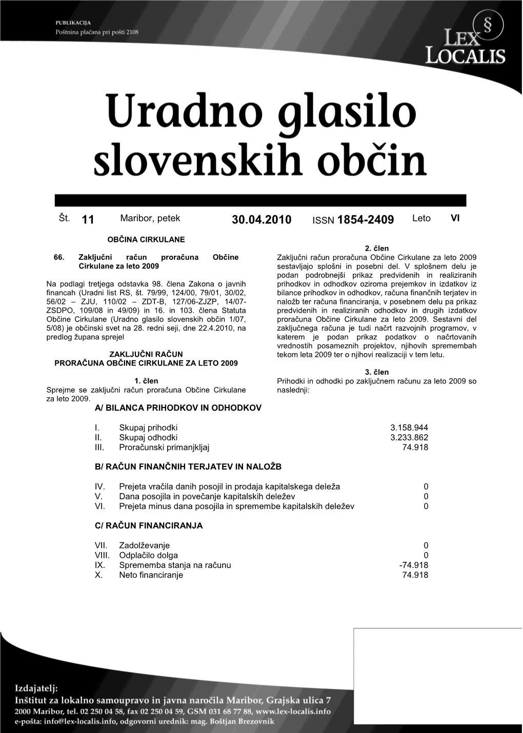 Uradno Glasilo Slovenskih Občin, Št 3-2010