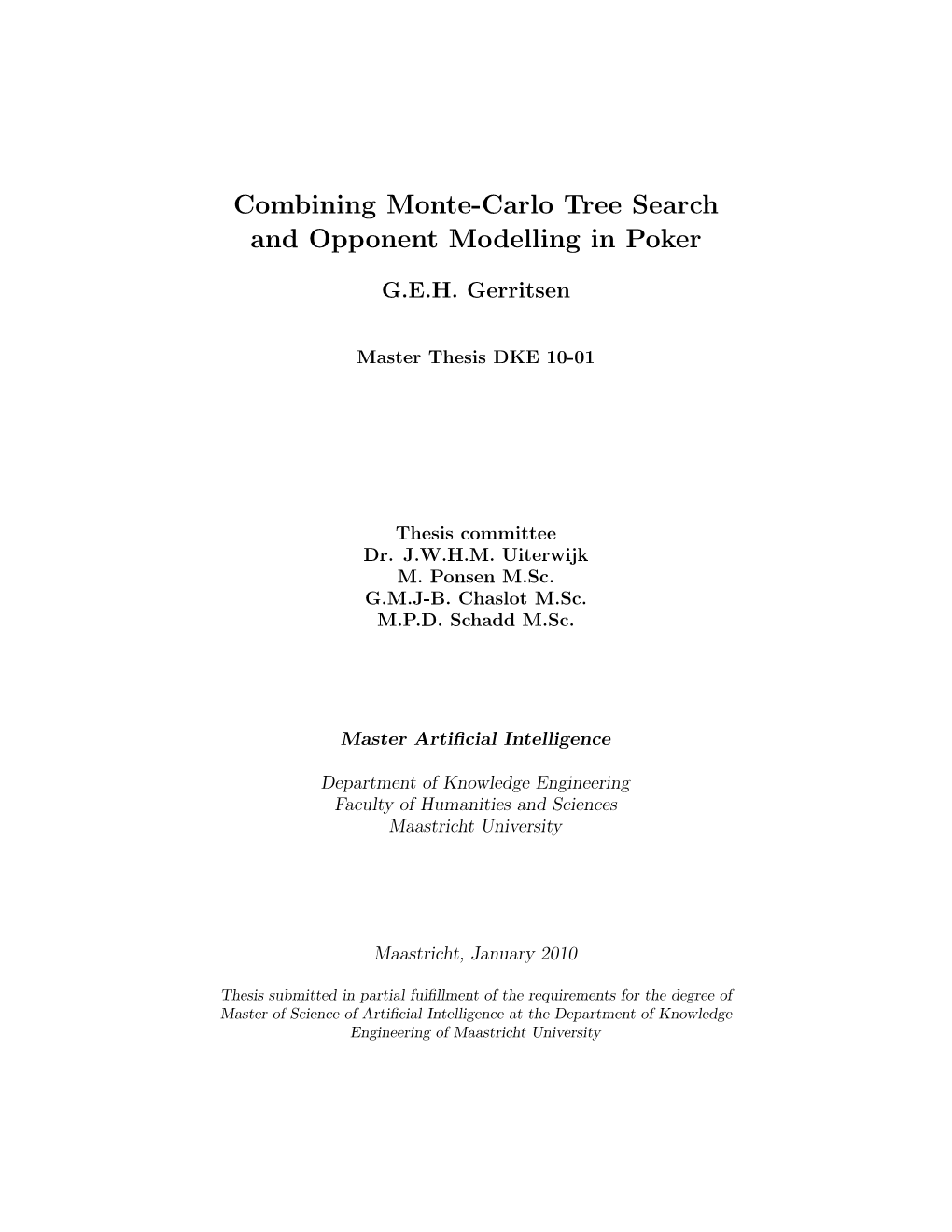 Combining Monte-Carlo Tree Search and Opponent Modelling in Poker